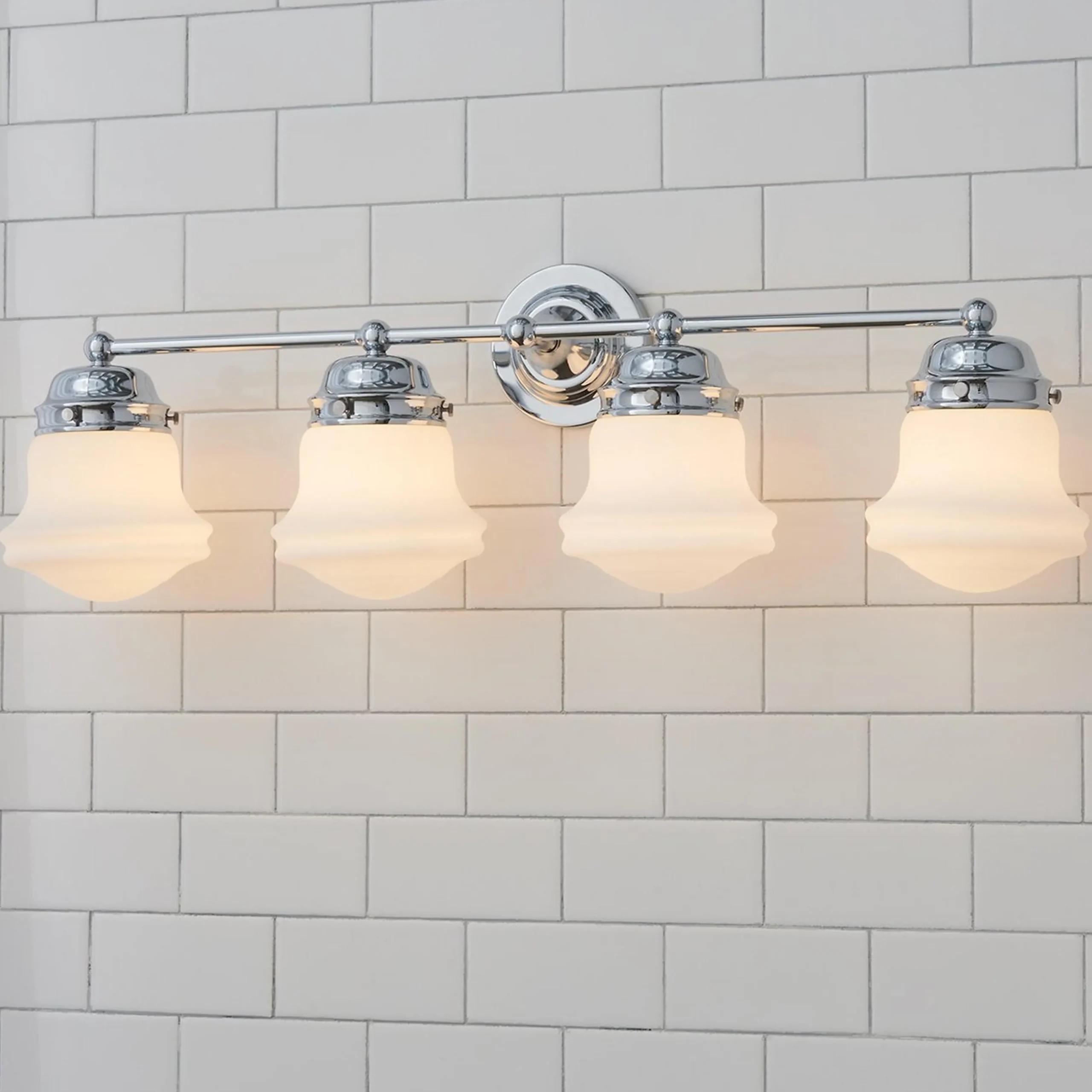 Ethel School Haus Opal Glass Vanity Light - 4 Light