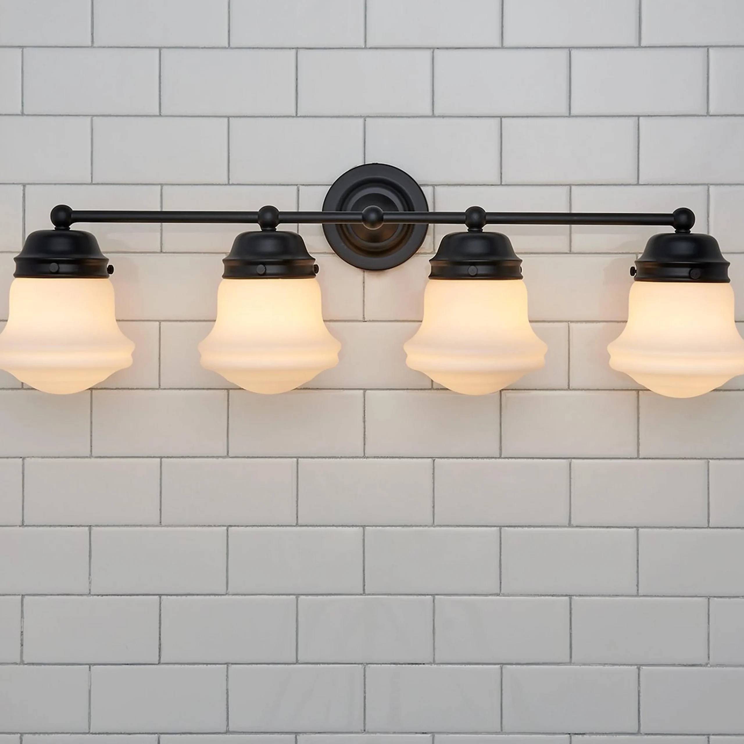 Ethel School Haus Opal Glass Vanity Light - 4 Light