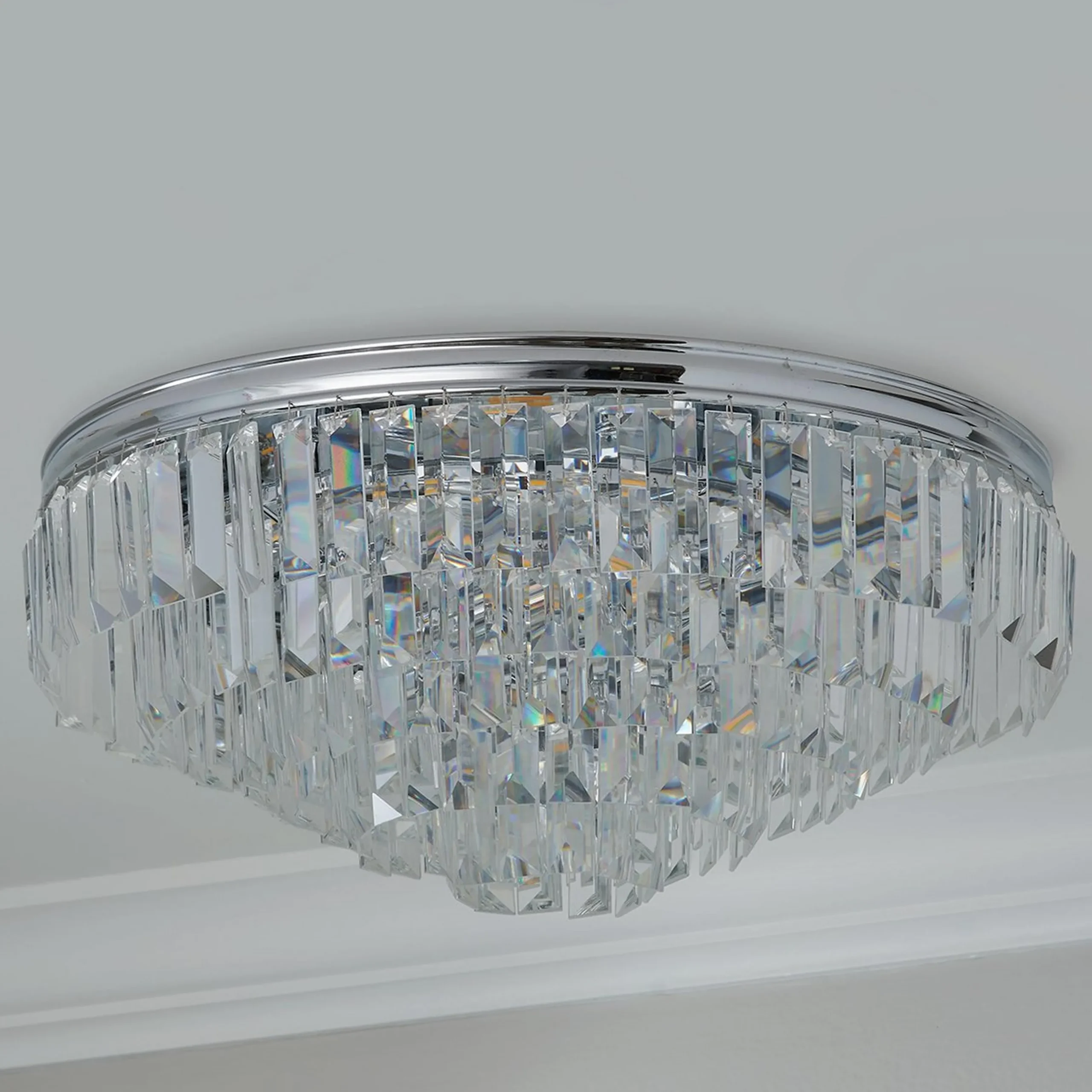 Faceted Glass Layered Ceiling Light