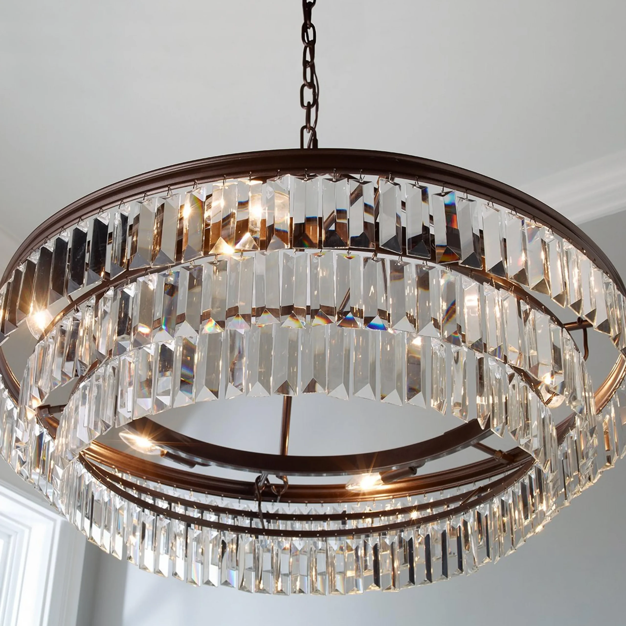 Faceted Glass Layered Chandelier - 30"