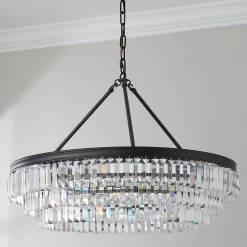 Faceted Glass Layered Chandelier - 30"