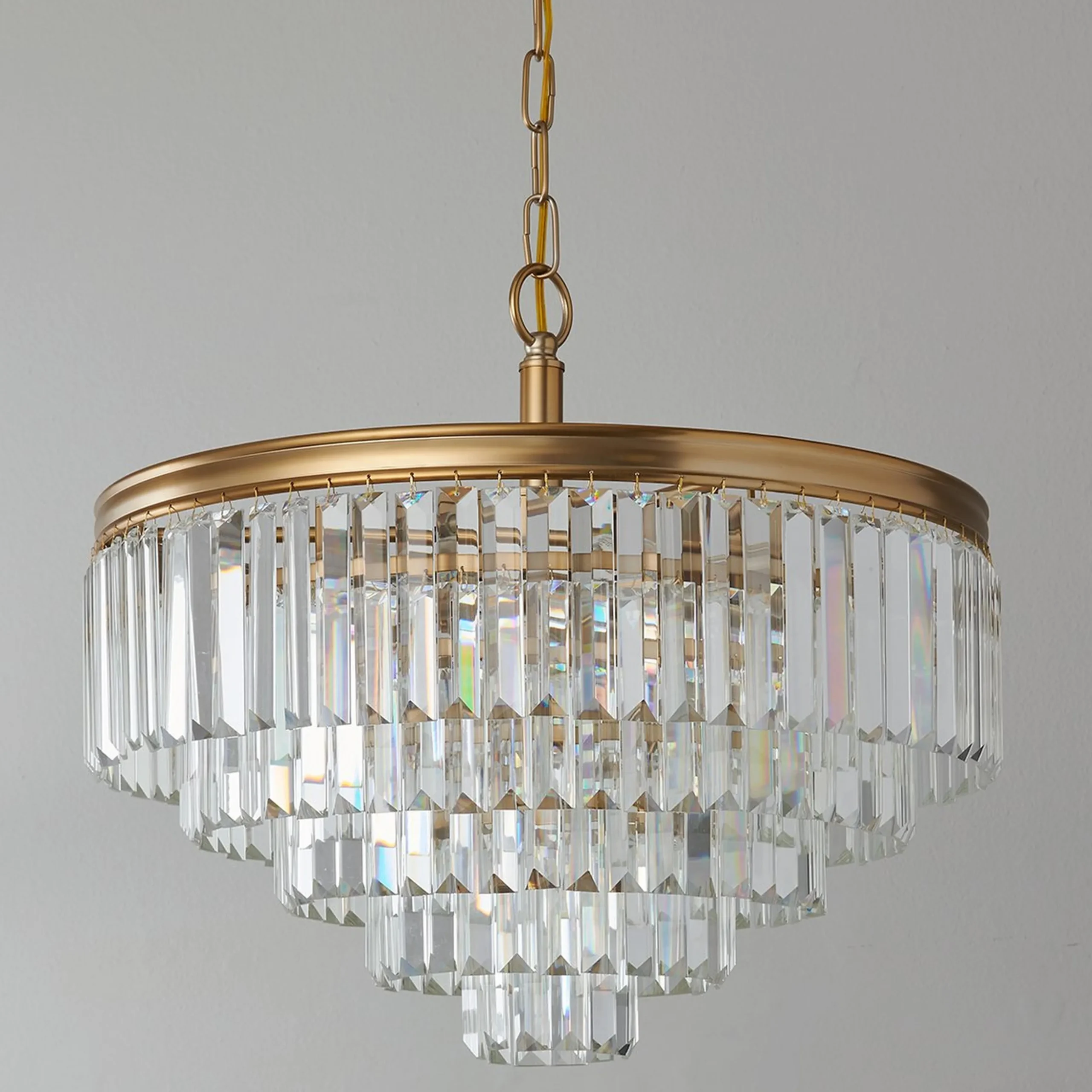 Faceted Glass Layered Convertible Chandelier - 20"