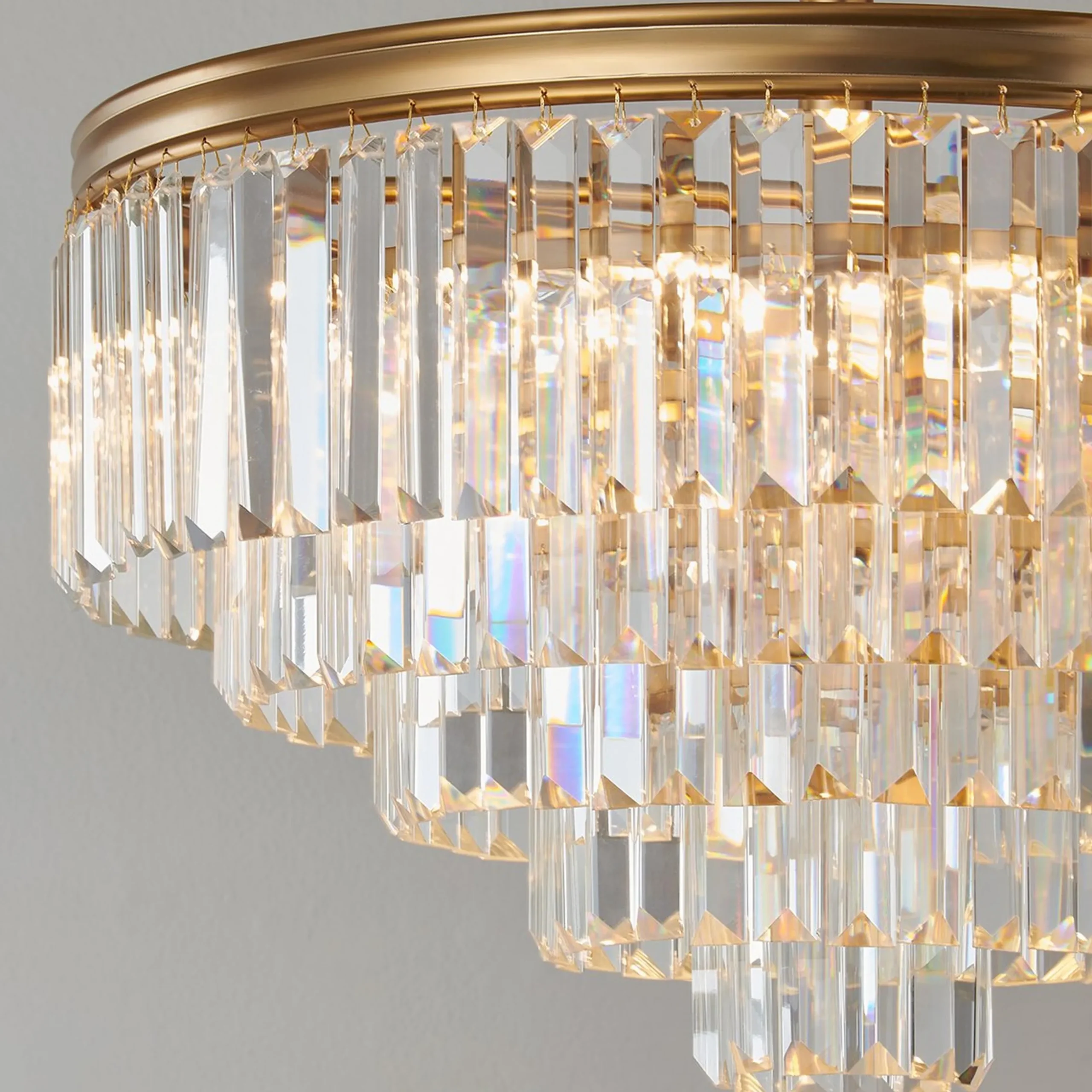Faceted Glass Layered Convertible Chandelier - 20"