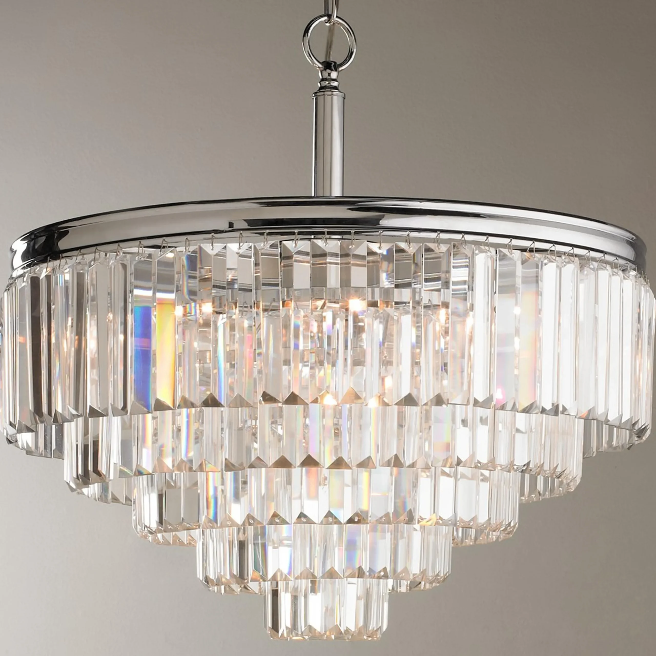 Faceted Glass Layered Convertible Chandelier - 20"