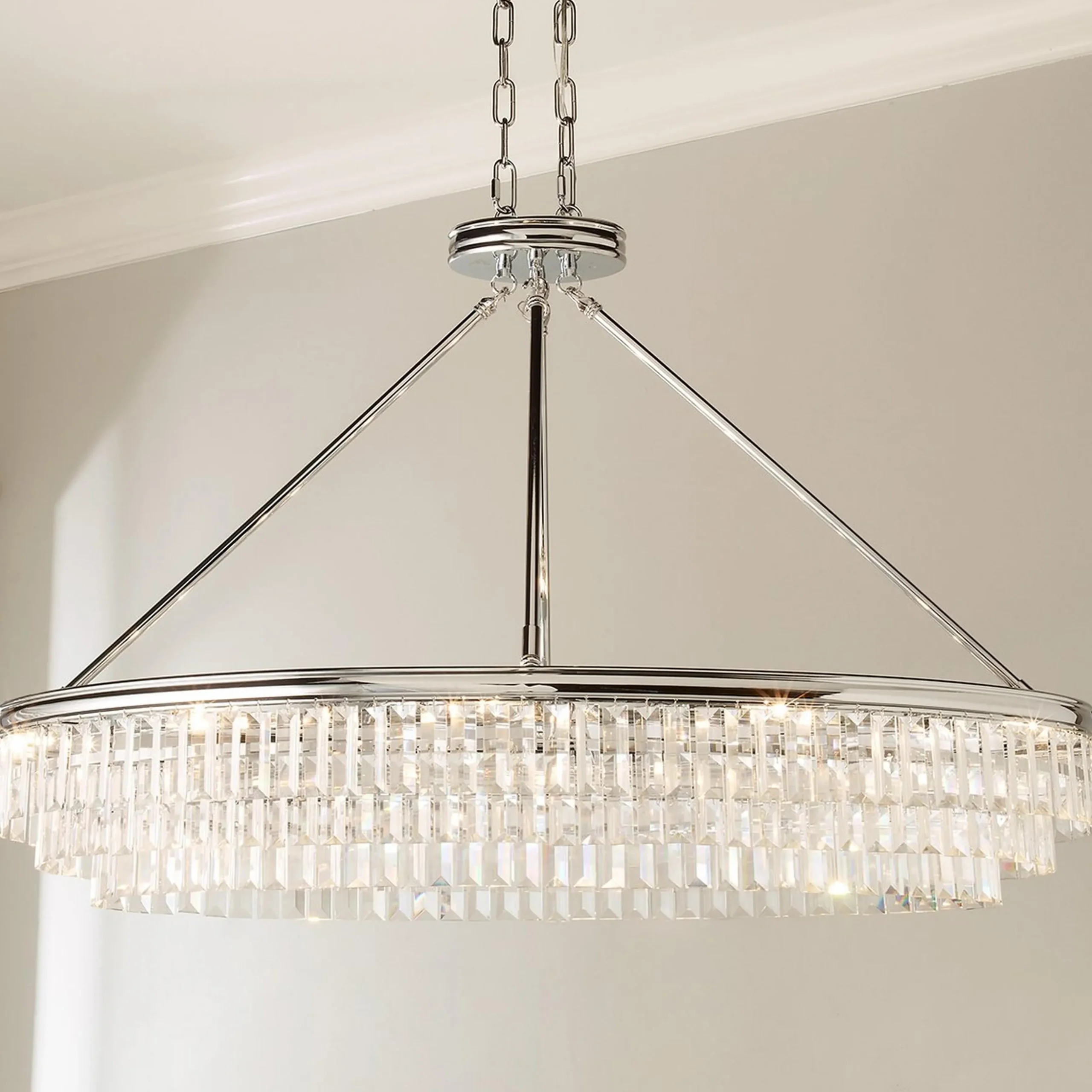 Faceted Glass Layered Island Chandelier
