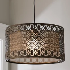 Filigree Lotus Metal Shade Pendant