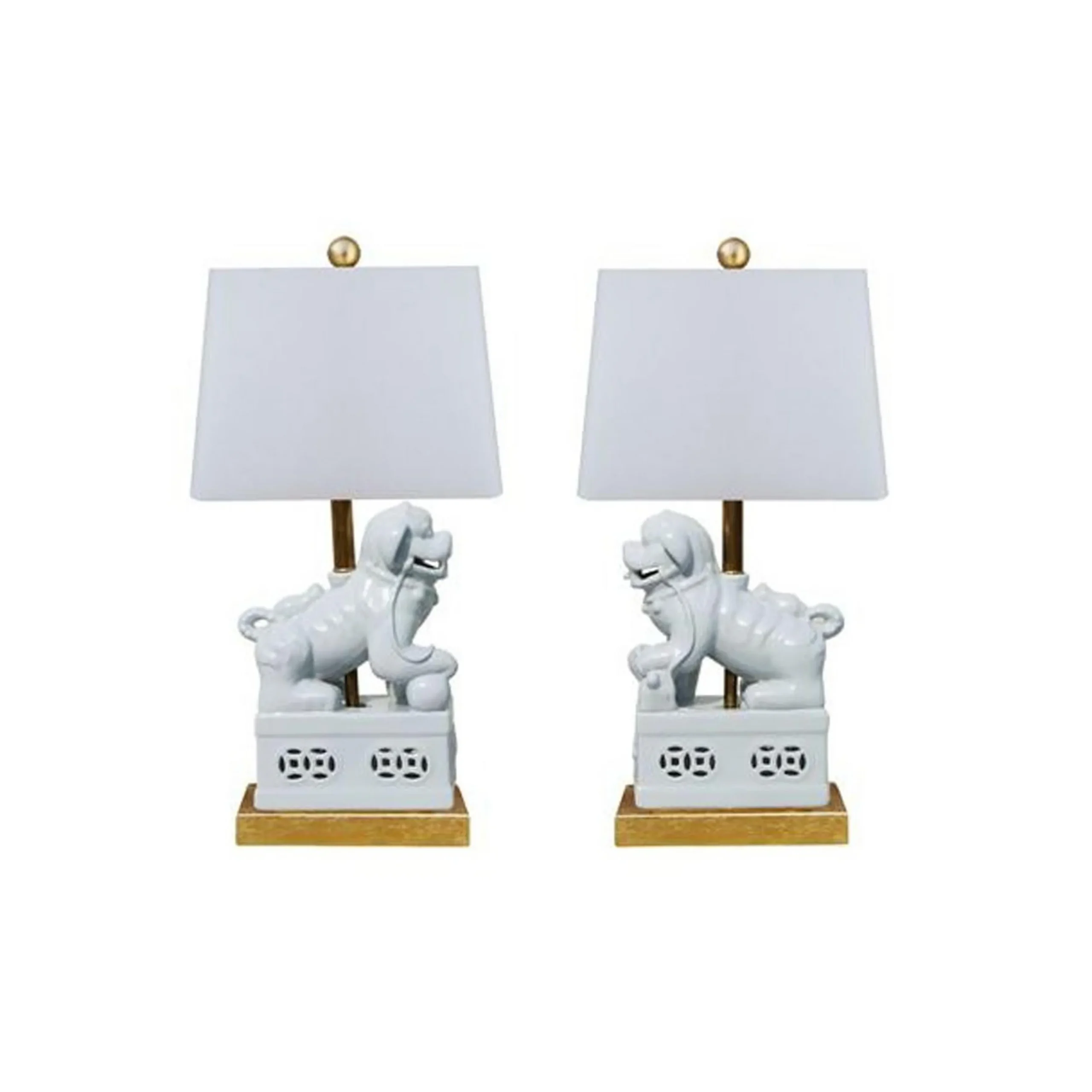 Foo Dog Lamps - Pair