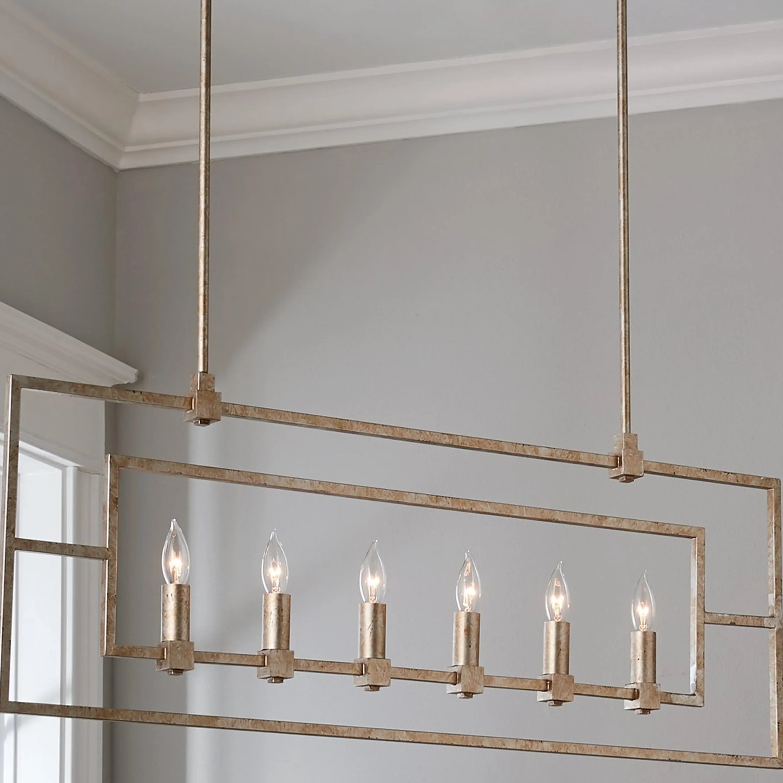Geometric Double Frame Linear Chandelier