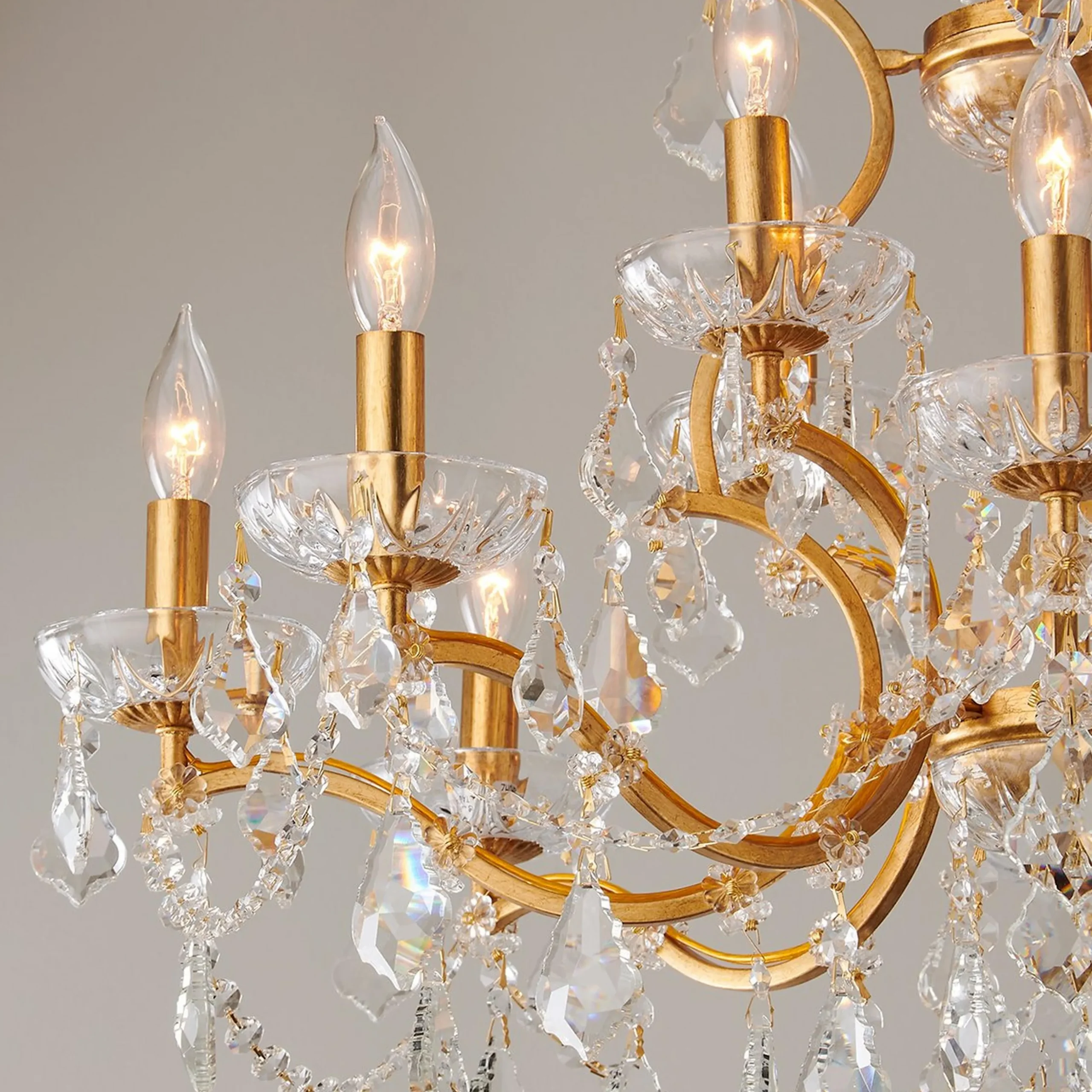 Gold Leaf and Crystal Chandelier - Large