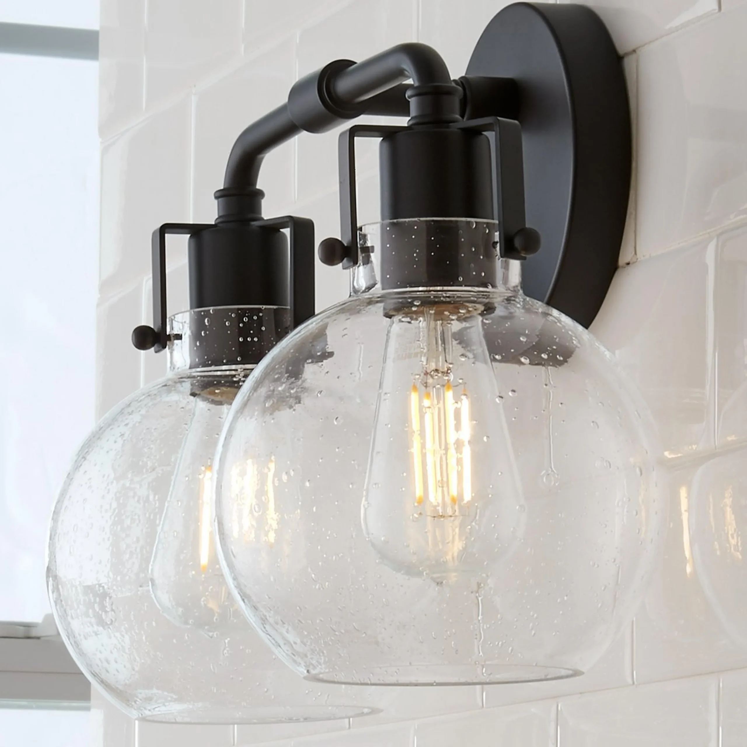 Hinley Seeded Glass Vanity Light - 2 Light