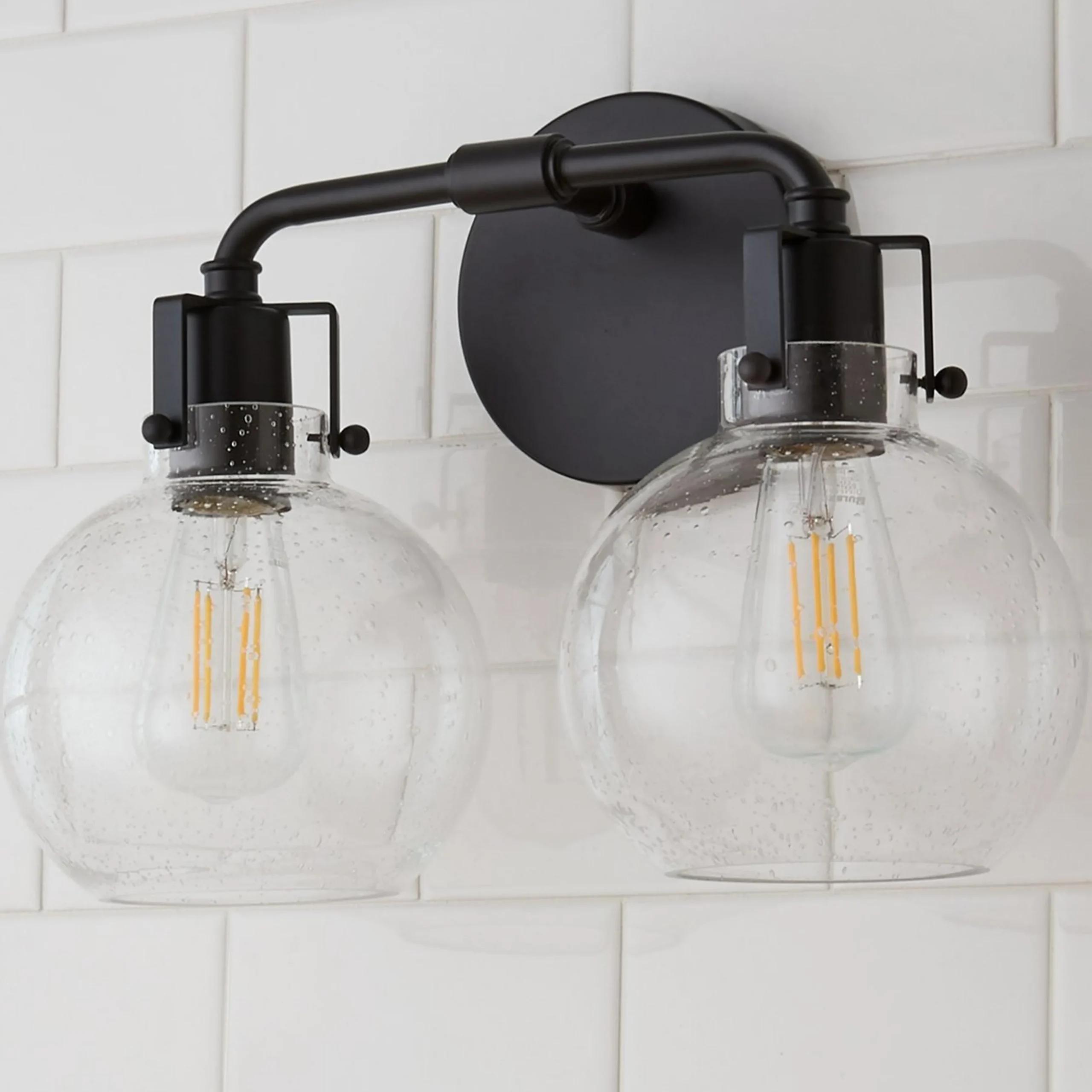 Hinley Seeded Glass Vanity Light - 2 Light