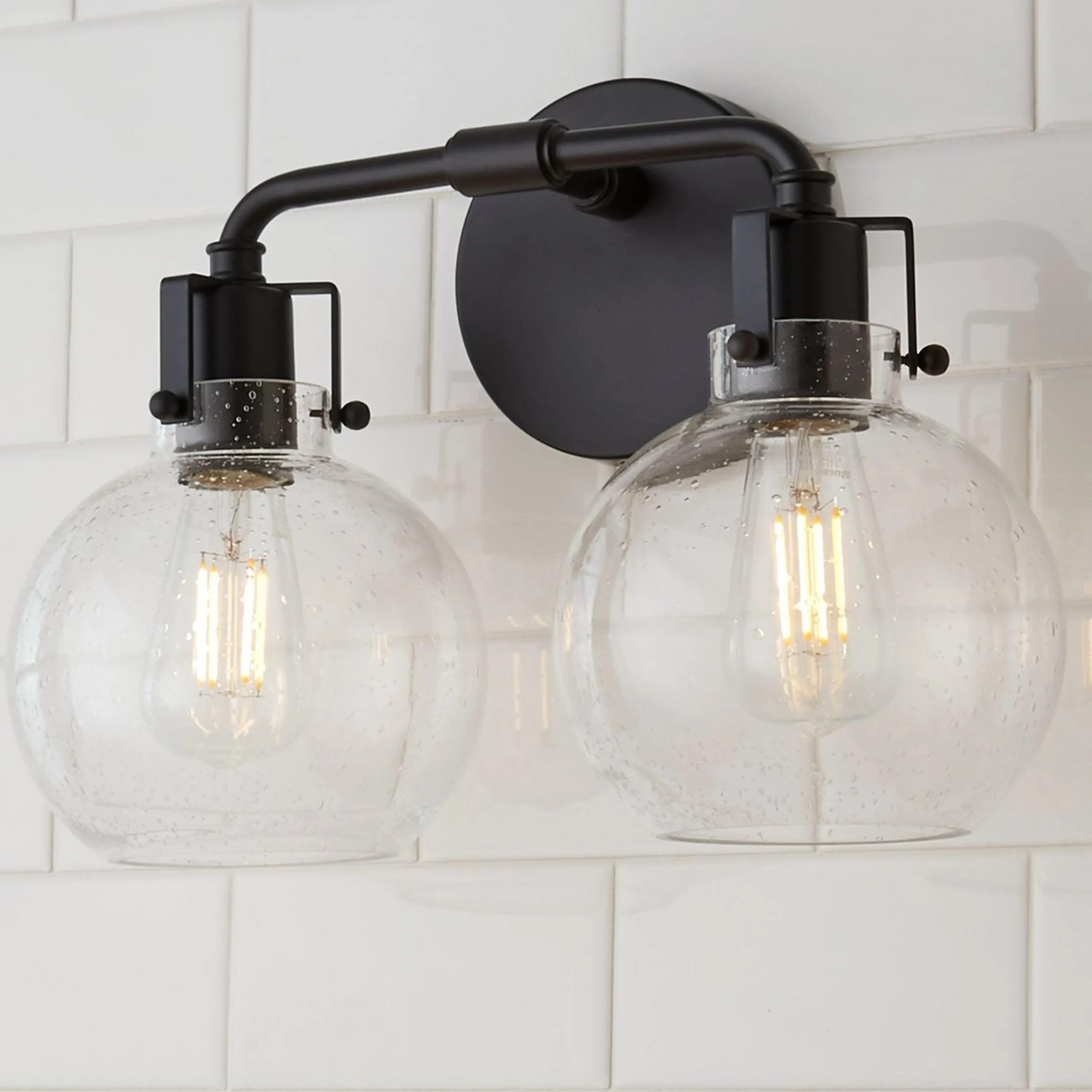 Hinley Seeded Glass Vanity Light - 2 Light