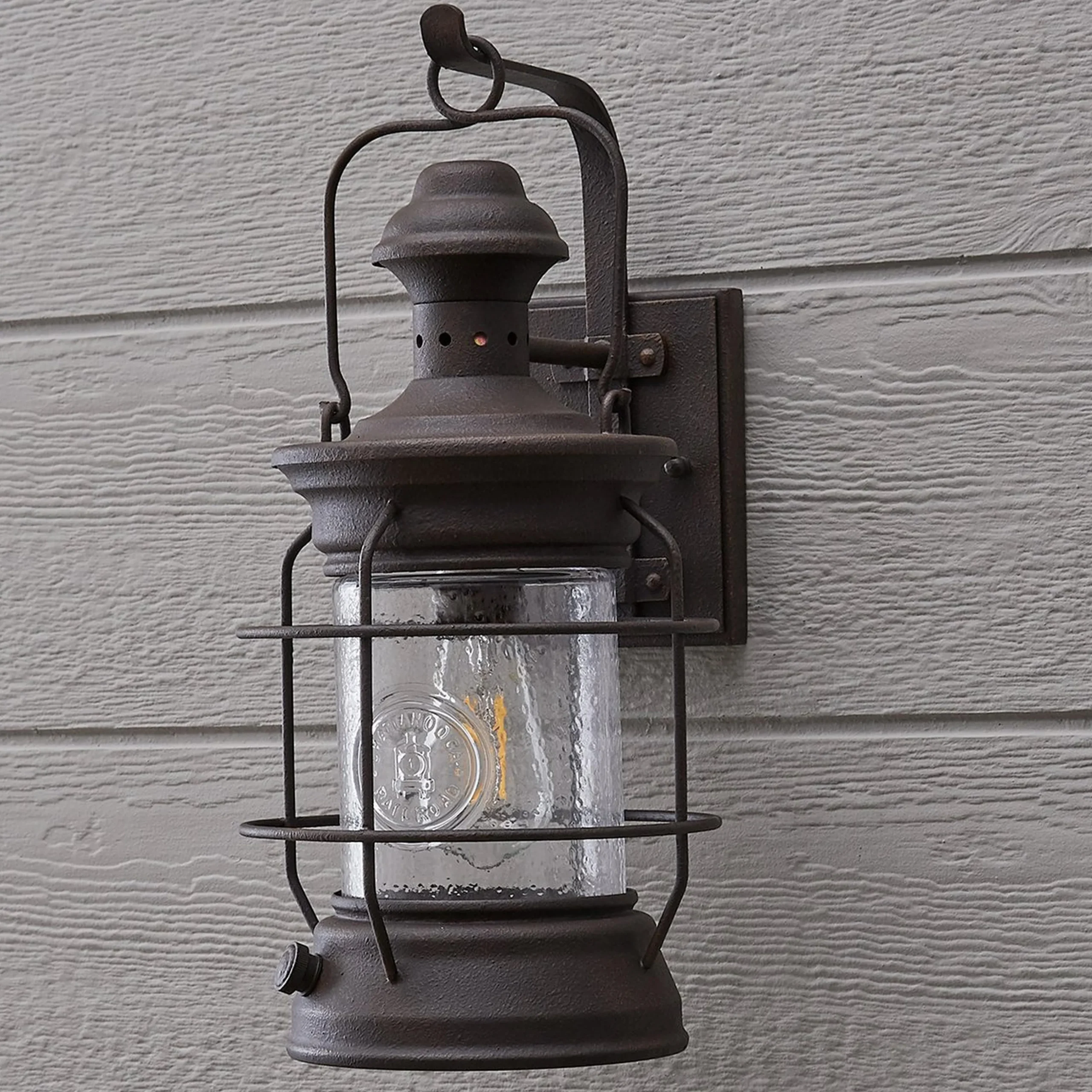 Historic Rusted Lantern Outdoor Sconce - Medium
