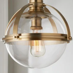 Industrial Banded Globe Pendant - Small