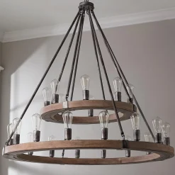 Industrial Farmhouse Ring Two-Tier Chandelier - 24 Light
