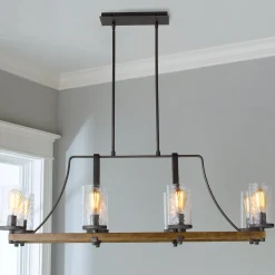 Industrial Farmhouse Wavy Glass Island Chandelier
