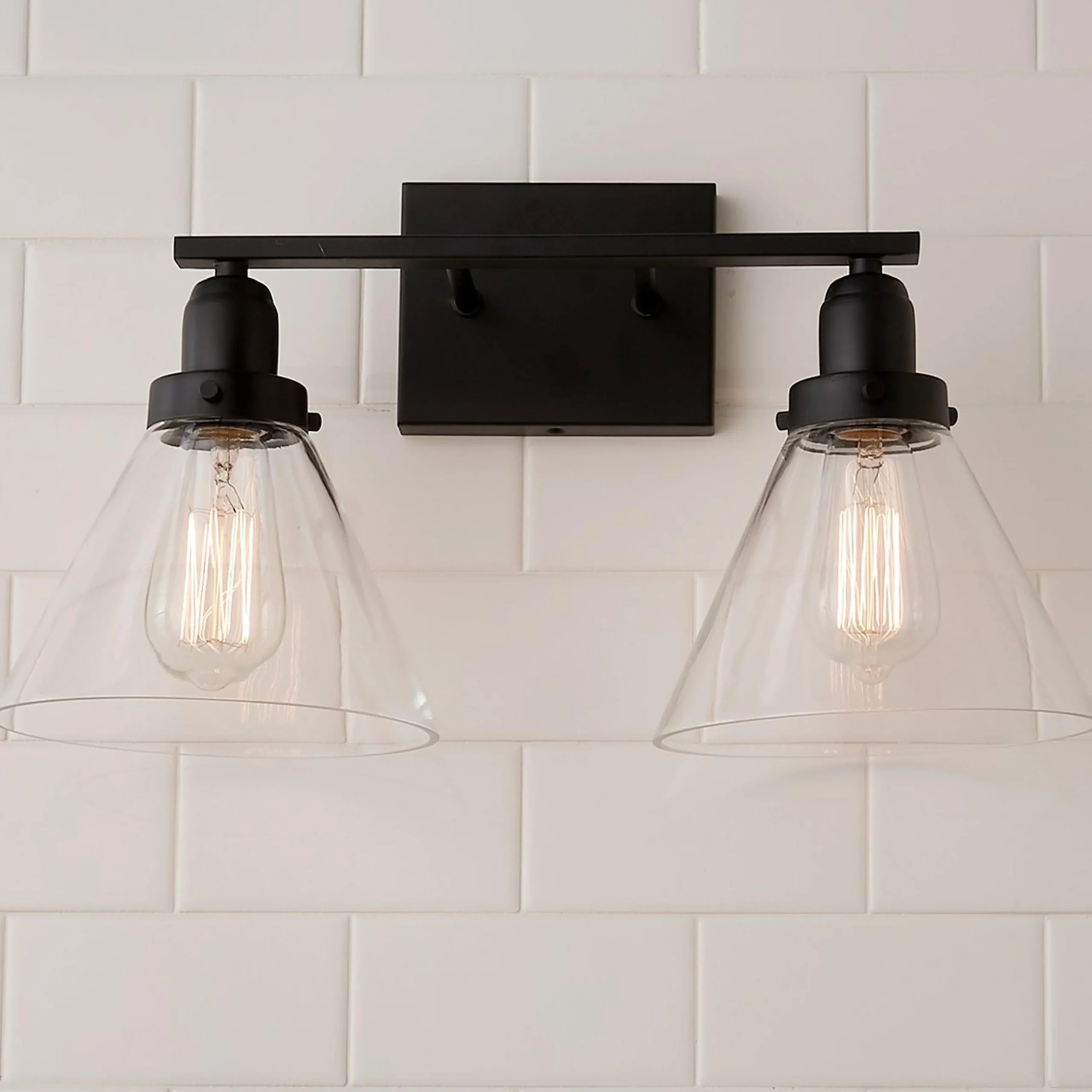 Industrial Triangle Shade Vanity Light - 2 Light