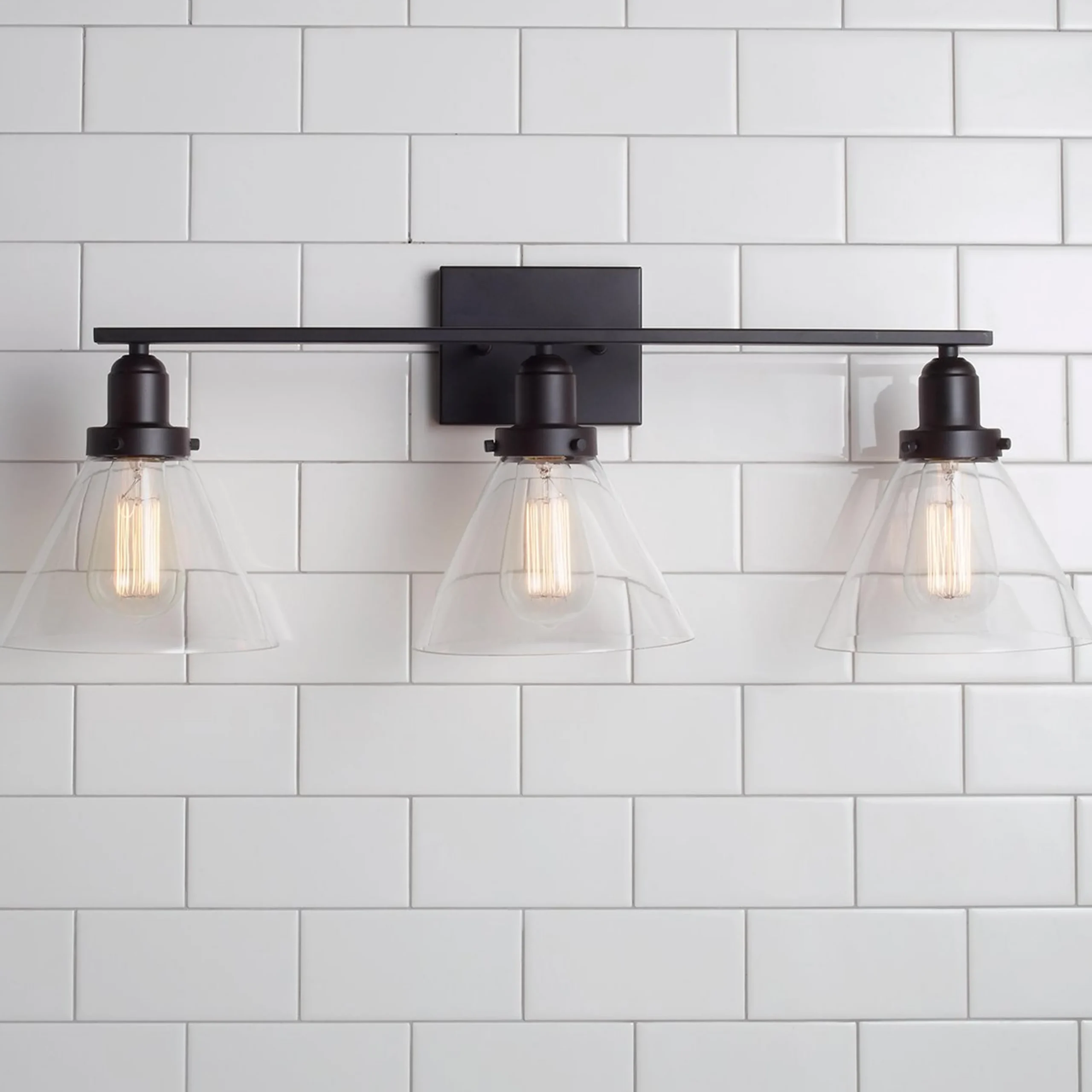Industrial Triangle Shade Vanity Light - 3 Light