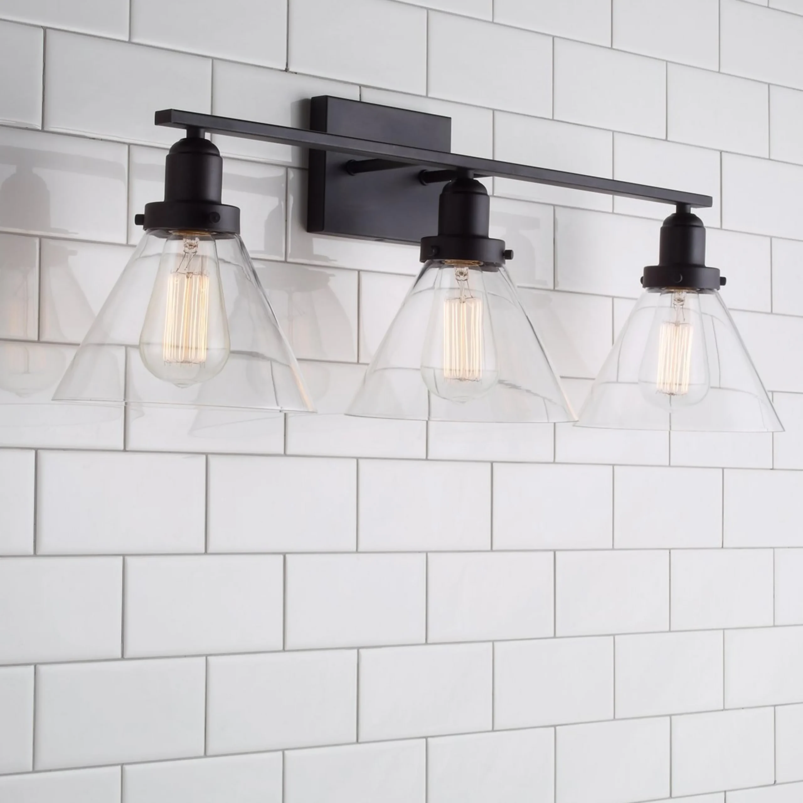 Industrial Triangle Shade Vanity Light - 3 Light