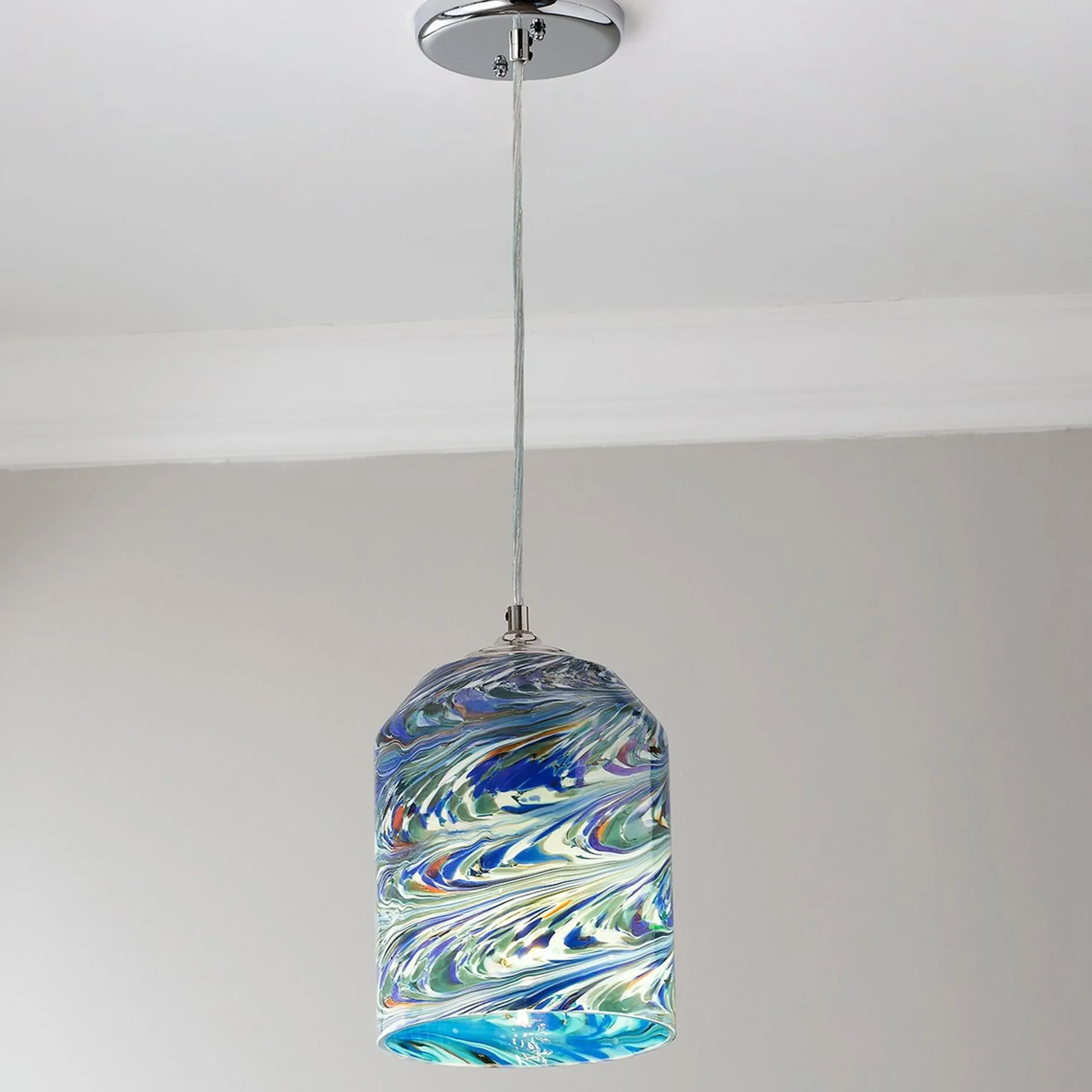 Jade Mosaic Wave Glass Pendant