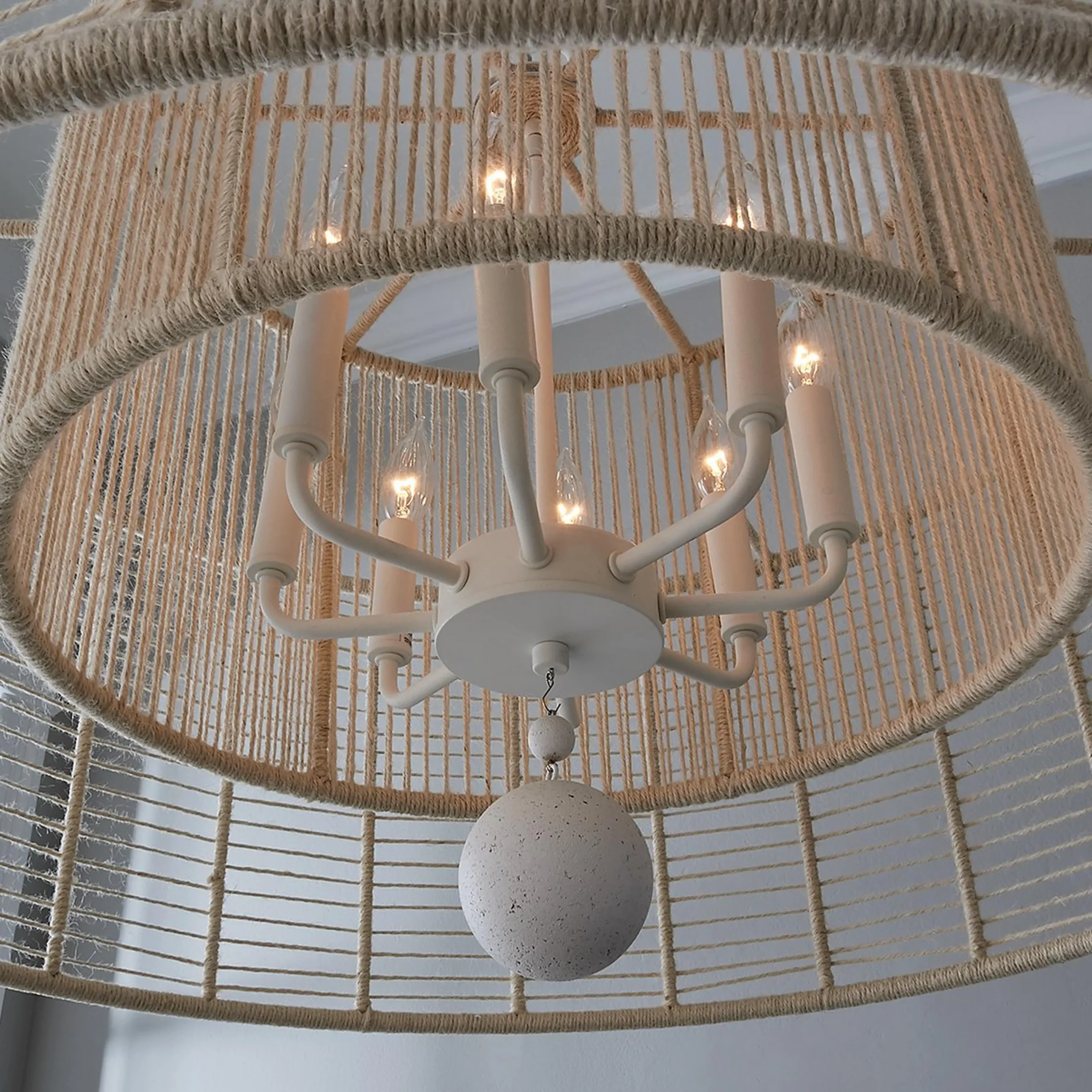Jute Veil Chandelier - 8 Light