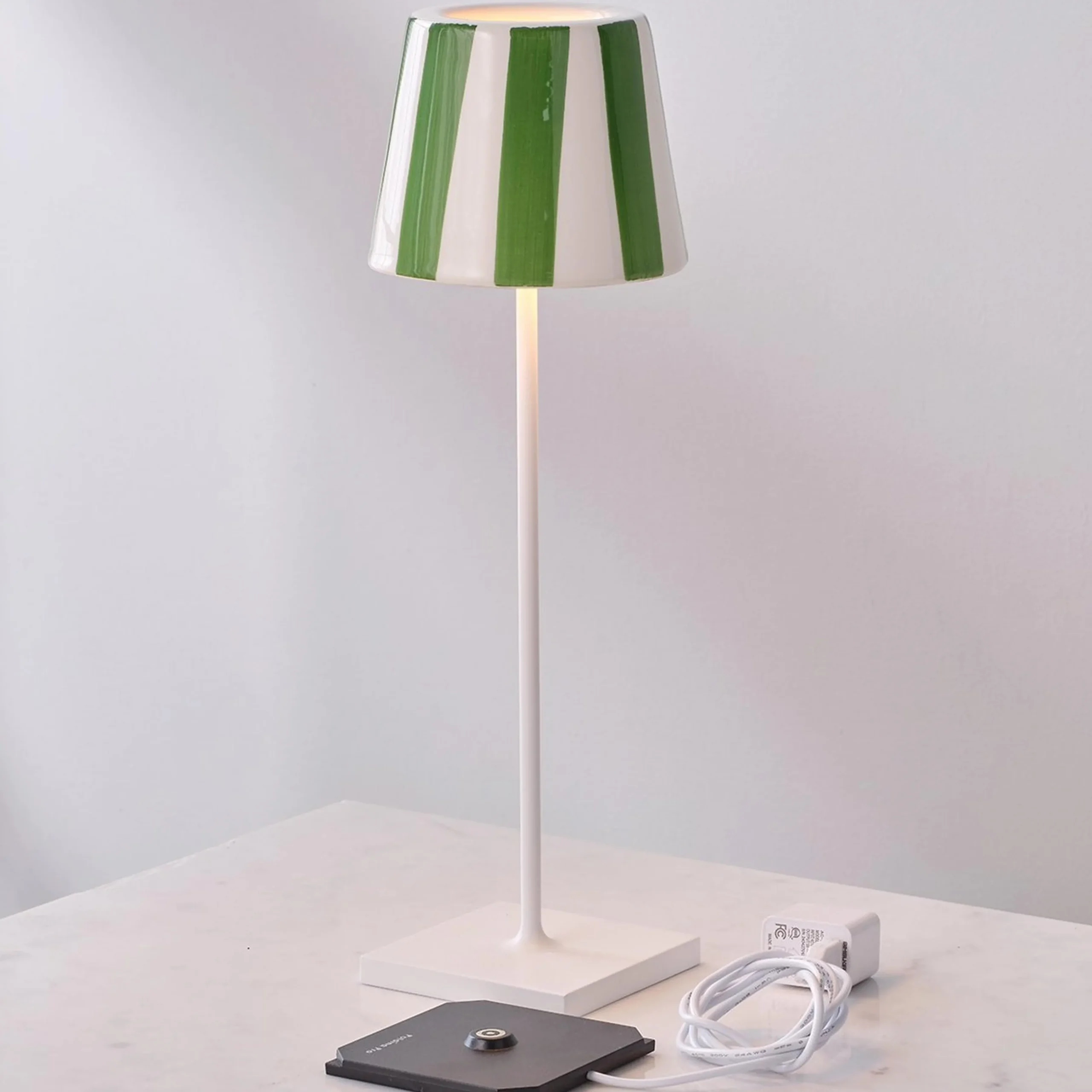 Lucy Cordless Table Lamp - Stripes