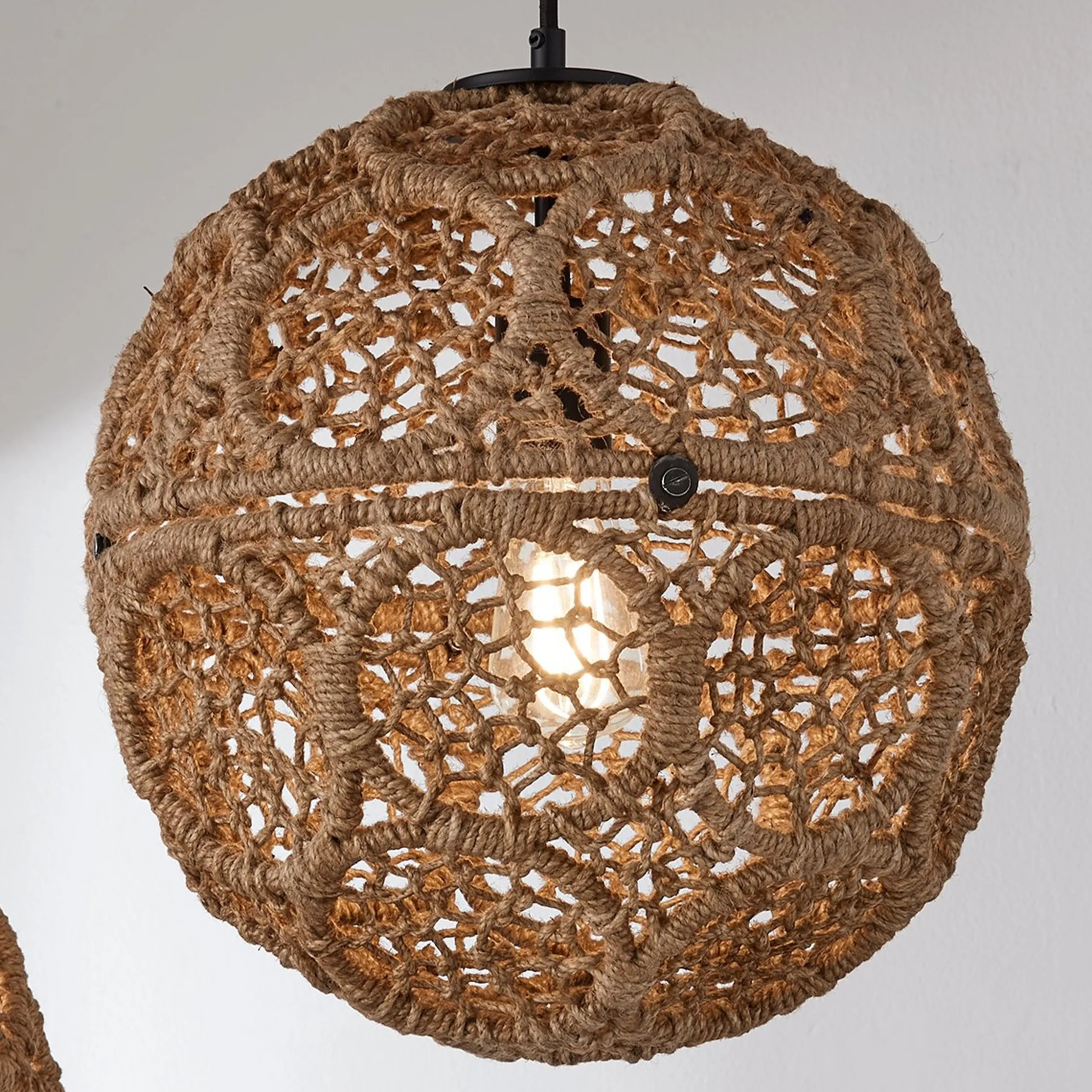 Macrame Jute Sphere Linear Chandelier