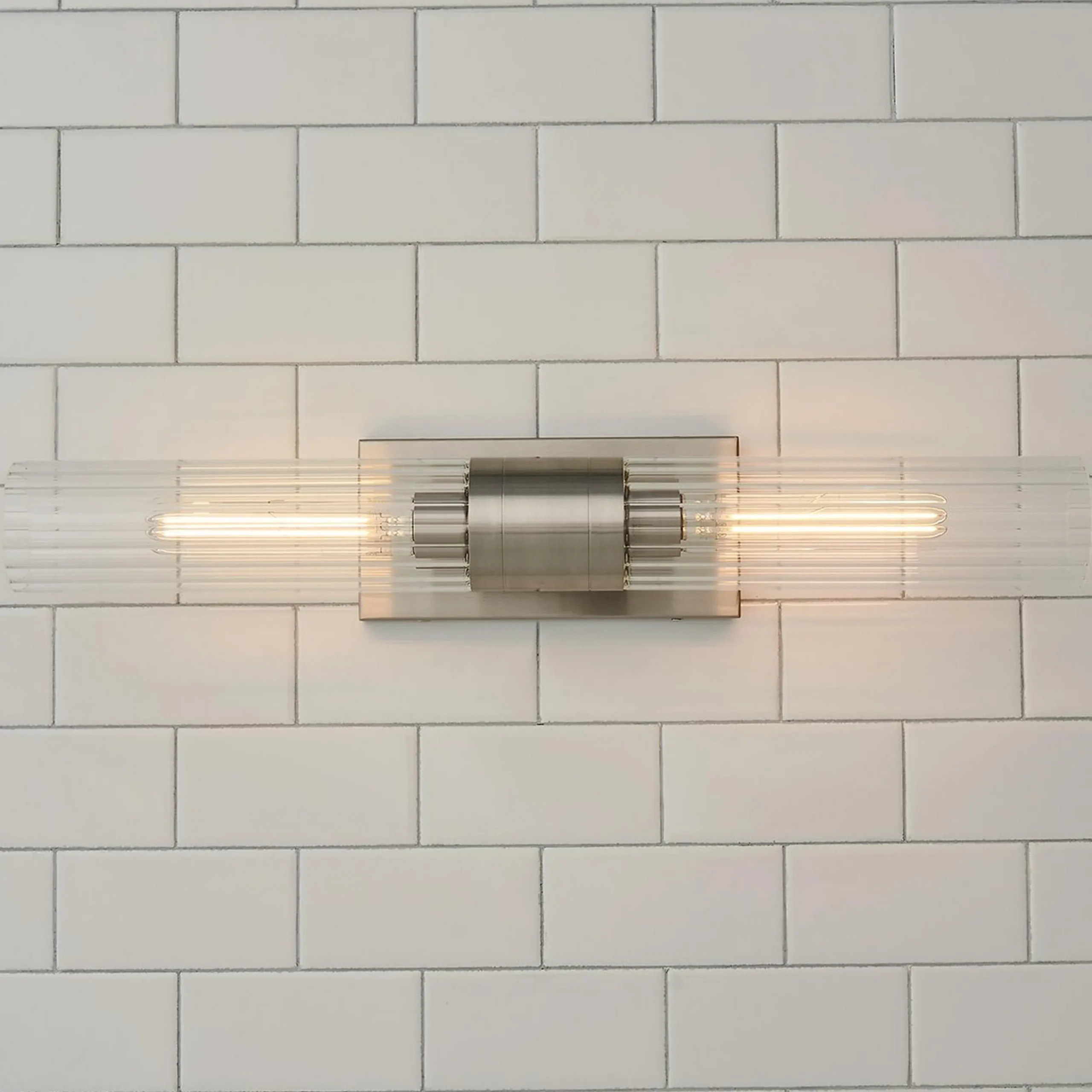 Malika Clear Glass Bath Sconce - 2 Light