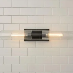 Malika Clear Glass Bath Sconce - 2 Light