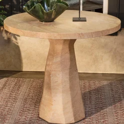 Mandy Faux Travertine Outdoor Bistro Table