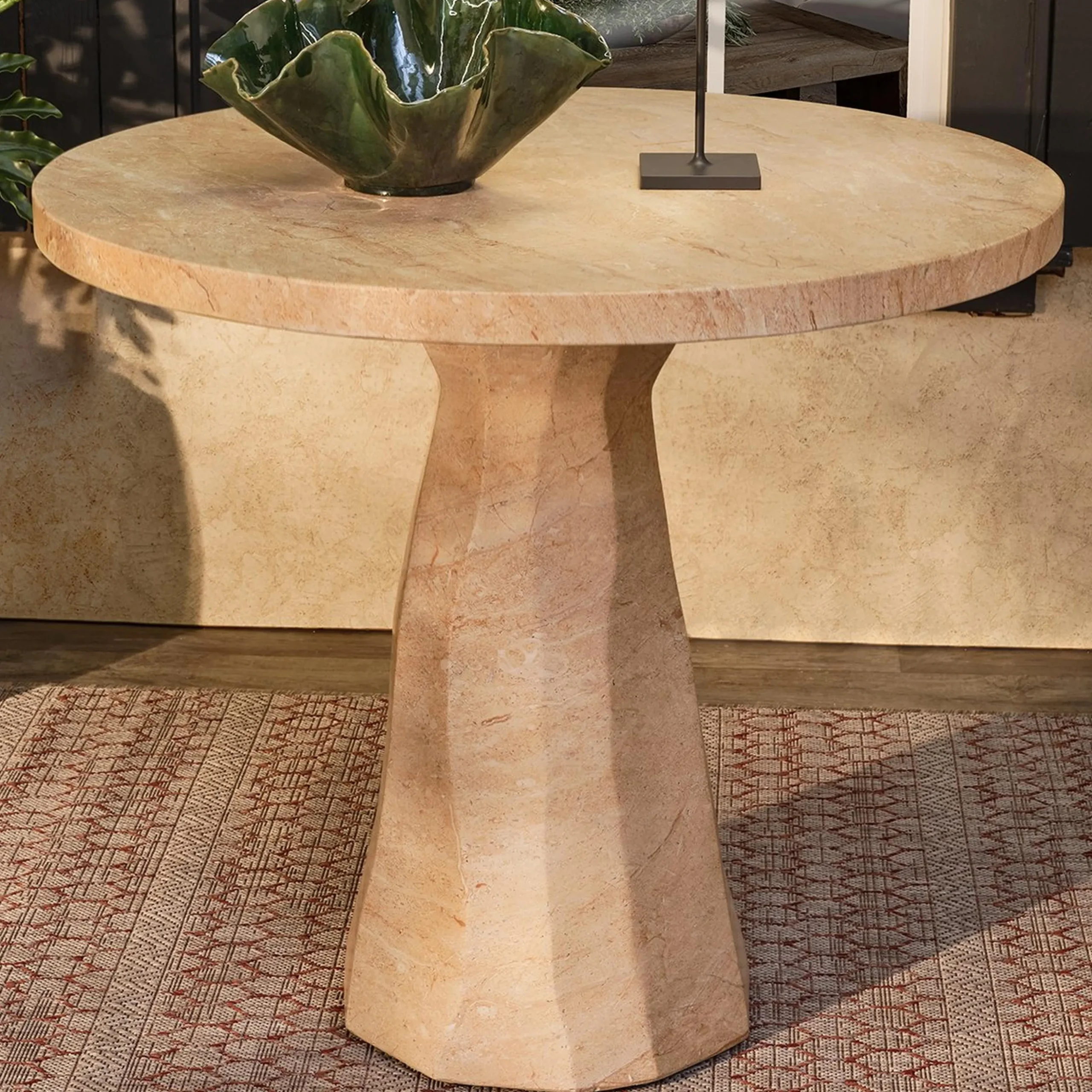 Mandy Faux Travertine Outdoor Bistro Table