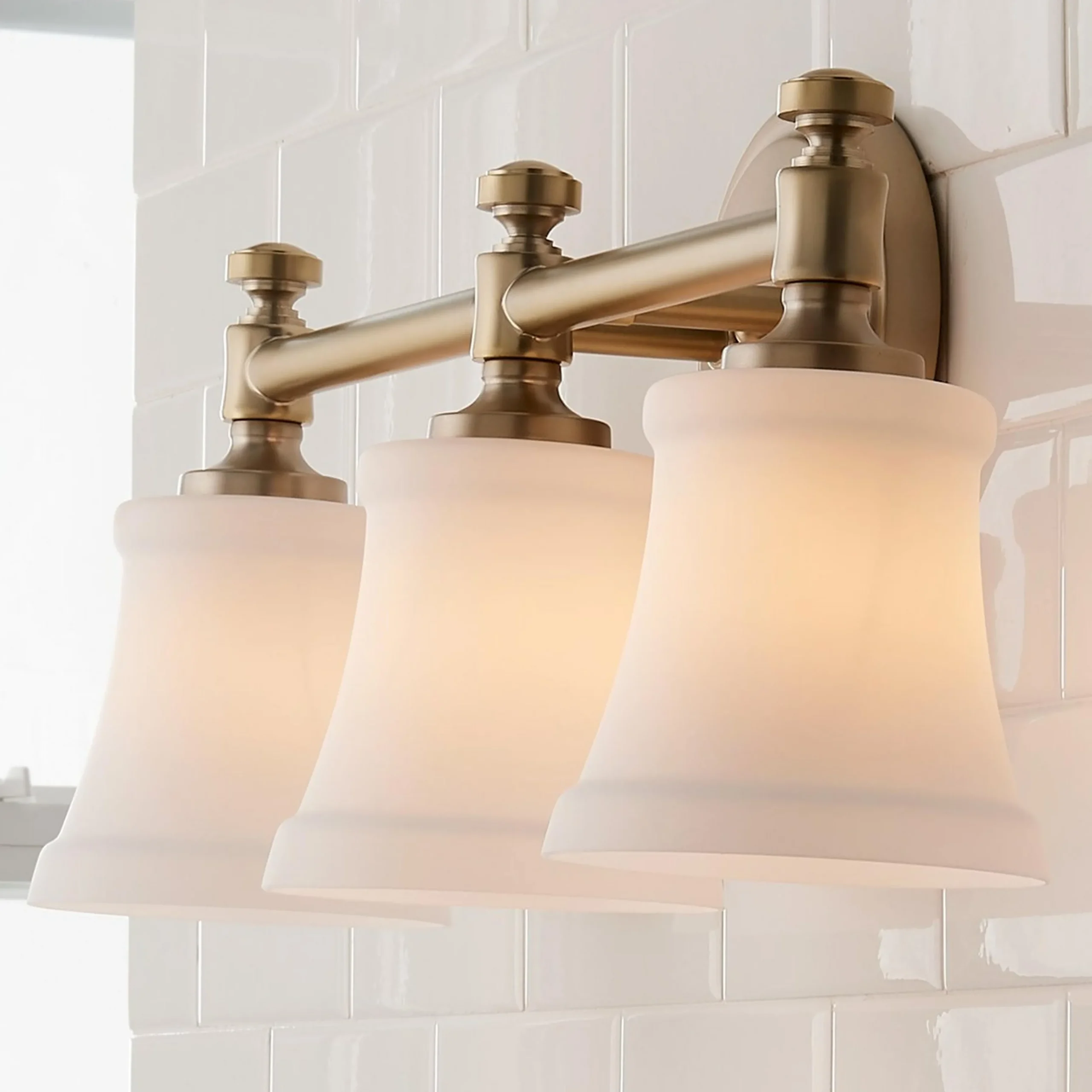 Mercer White Glass Vanity Light - 3 Light