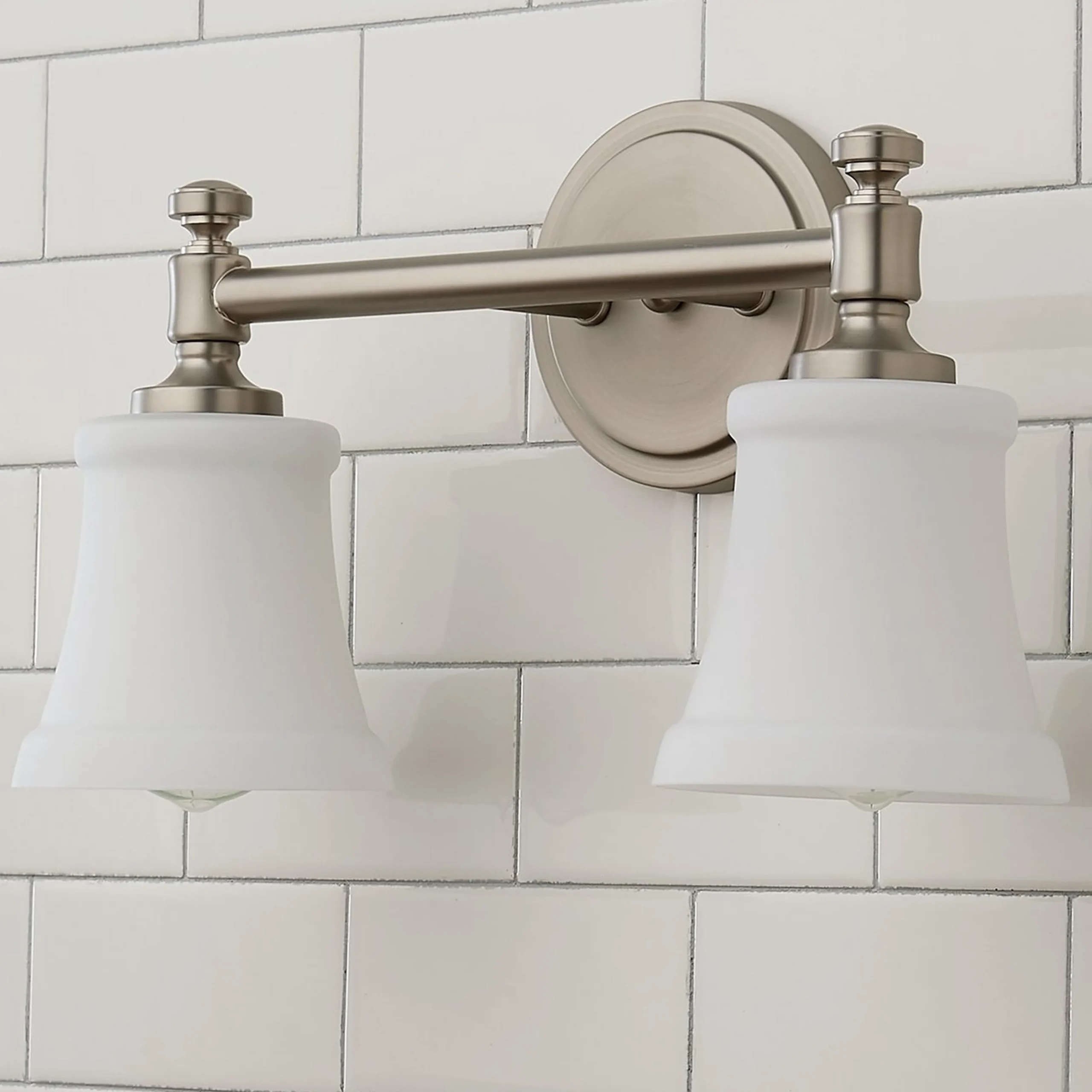 Mercer White Glass Vanity Light - 2 Light