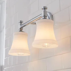 Mercer White Glass Vanity Light - 2 Light