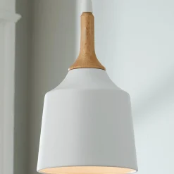 Metal and Natural Wood Mini Pendant