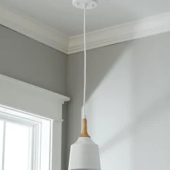 Metal and Natural Wood Mini Pendant