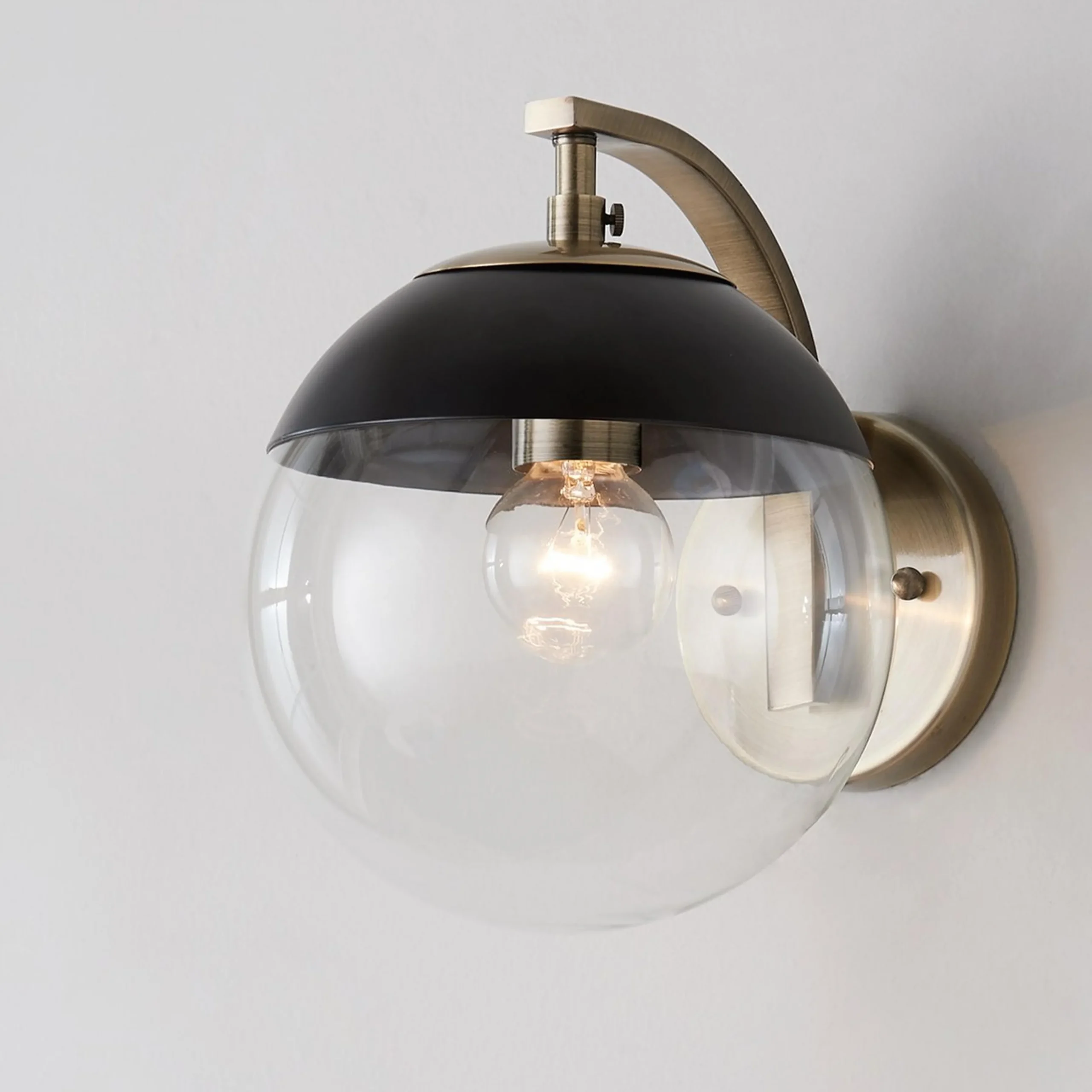 Mid-Century Clear Globe Sconce