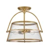 Mid-Century Seeded Glass Semi-Flush Ceiling Light