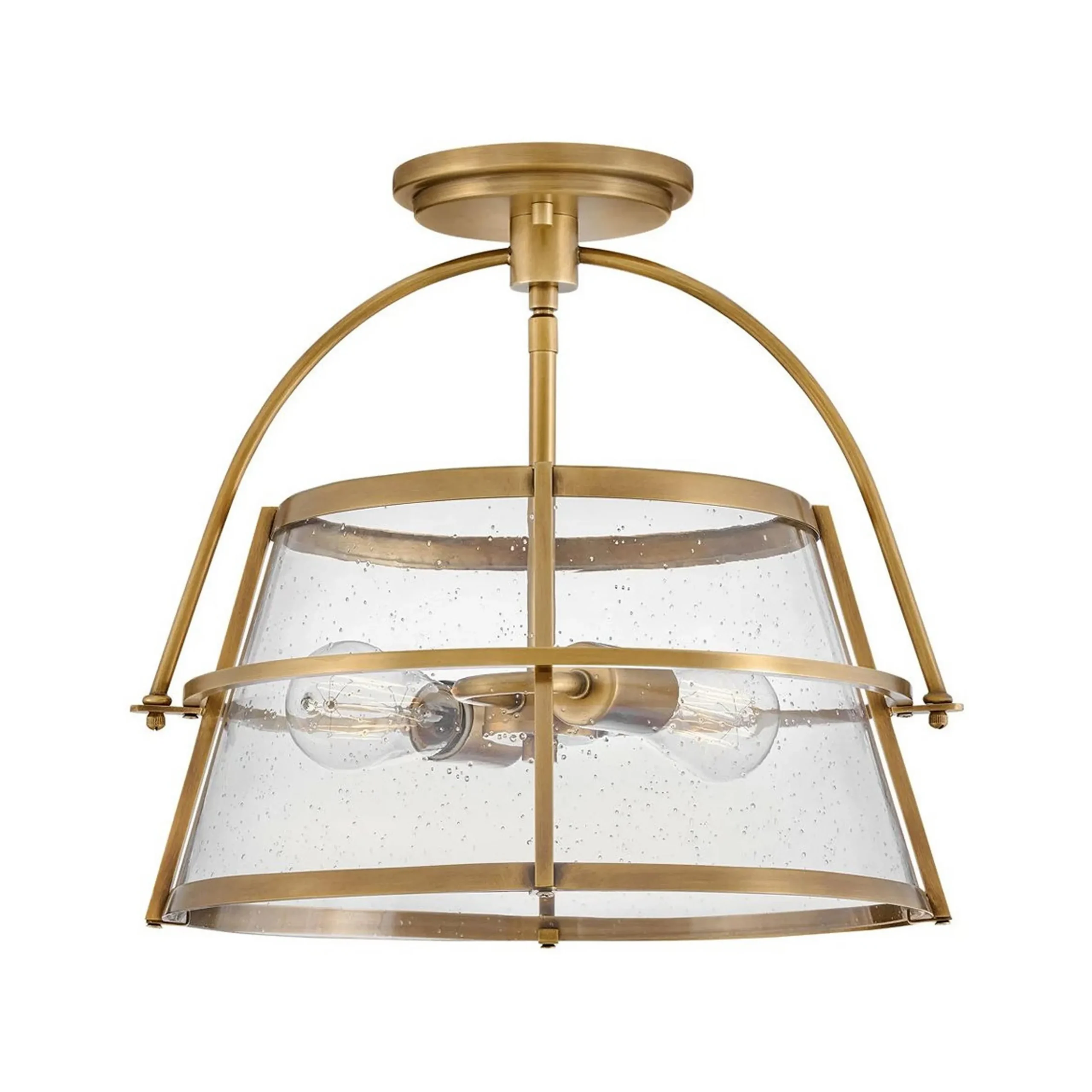 Mid-Century Seeded Glass Semi-Flush Ceiling Light