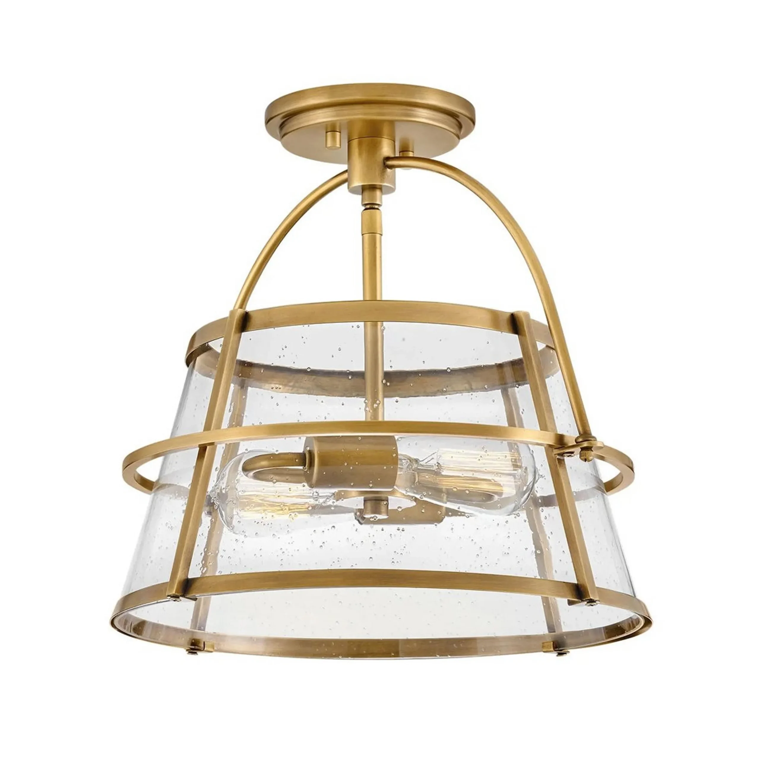 Mid-Century Seeded Glass Semi-Flush Ceiling Light