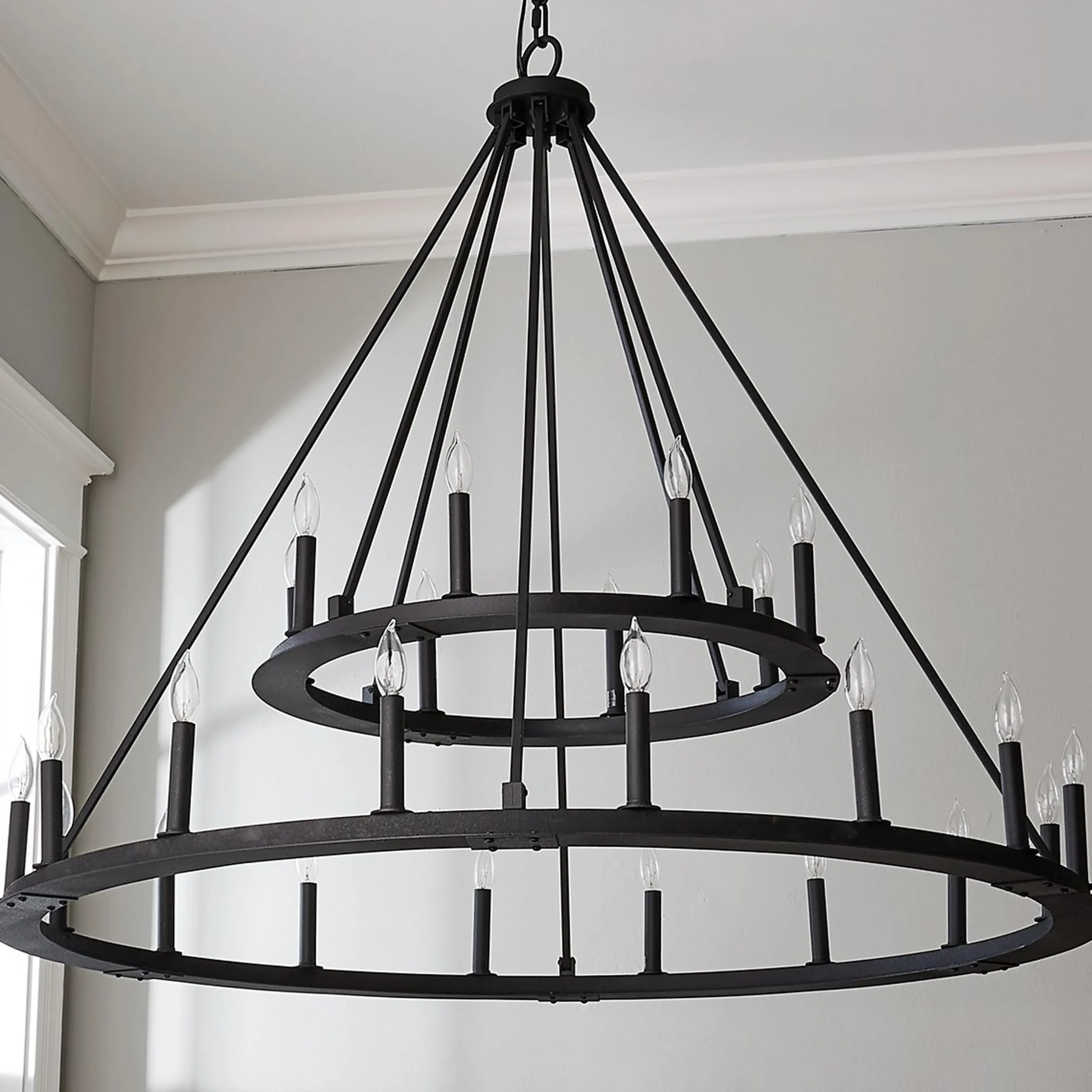 Minimalist Iron Ring Two-Tier Chandelier - 24 Light