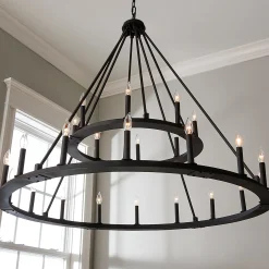 Minimalist Iron Ring Two-Tier Chandelier - 24 Light