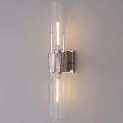 Mirza Clear Glass Bath Sconce - 2 Light