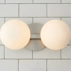 Modern Milky Globe Vanity Light - 2 Light