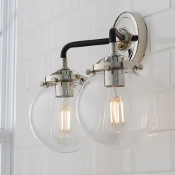 Mod Mix Clear Globe Vanity Light - 2 light