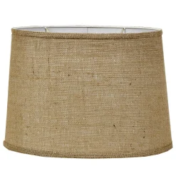 16" Natural Burlap Oval Drum Shade