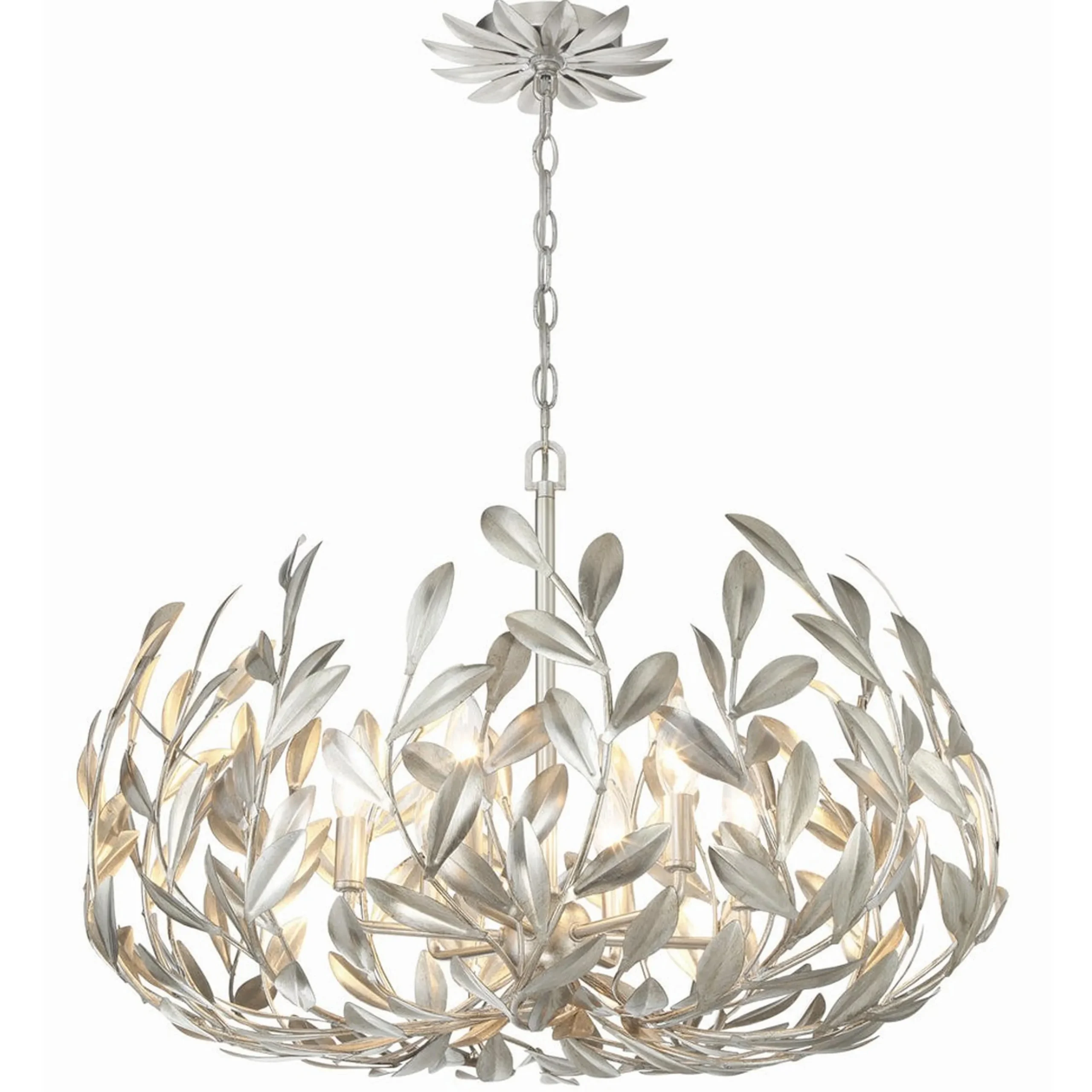 Olive Leaf Blooming Chandelier - 6 Light