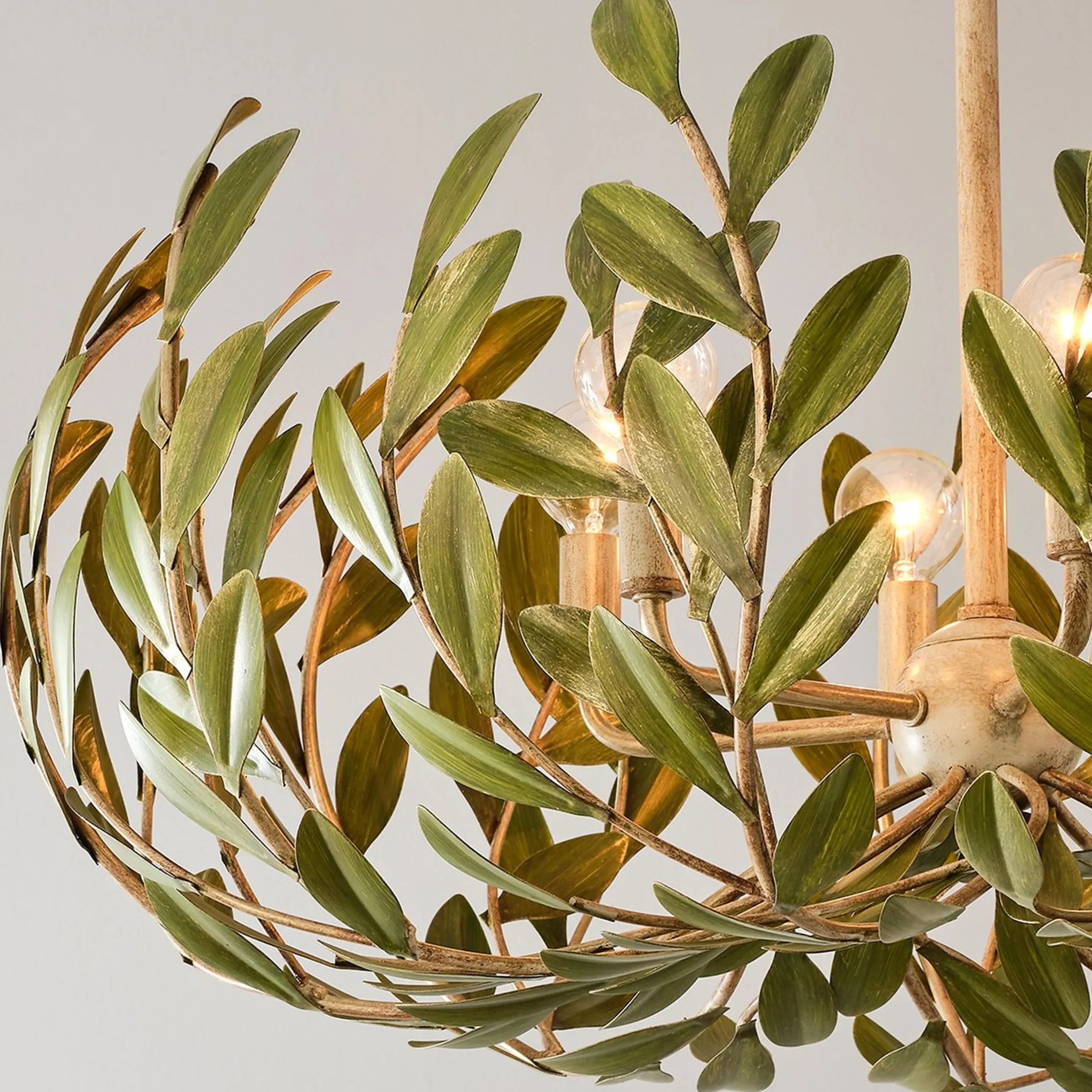 Olive Leaf Blooming Chandelier - 6 Light