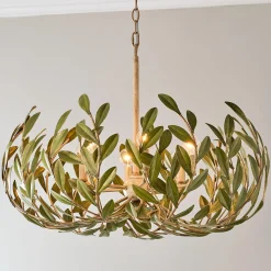 Olive Leaf Blooming Chandelier - 6 Light