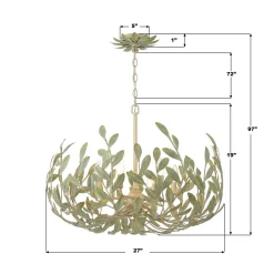 Olive Leaf Blooming Chandelier - 6 Light
